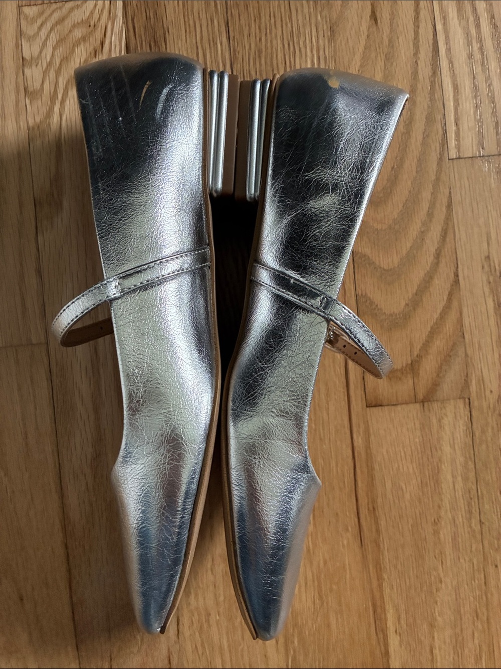 Franco Sarto Tinsley Silver Mary Jane Flats - Picture 2 of 8